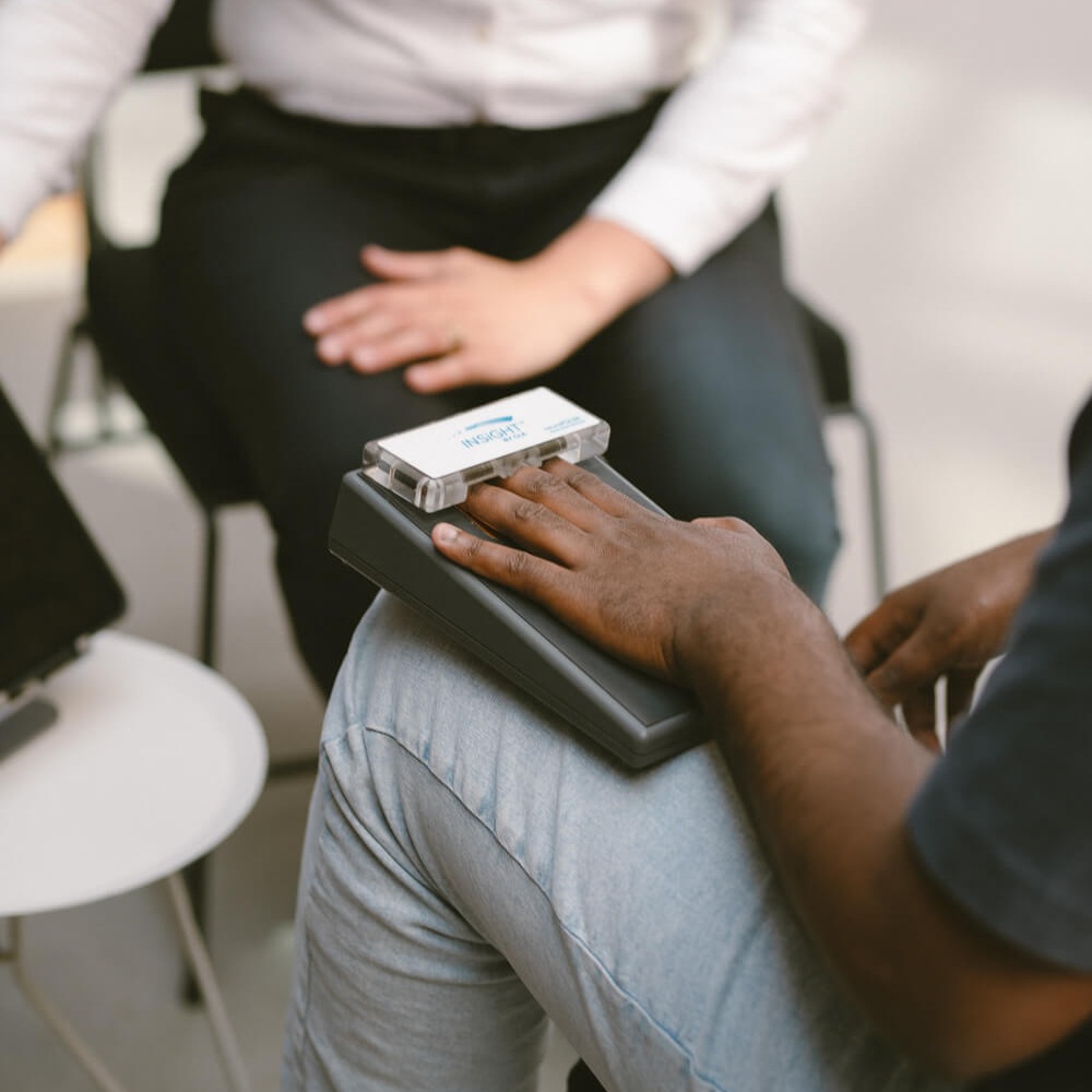 Polygraph test meting tijdens een gesprek